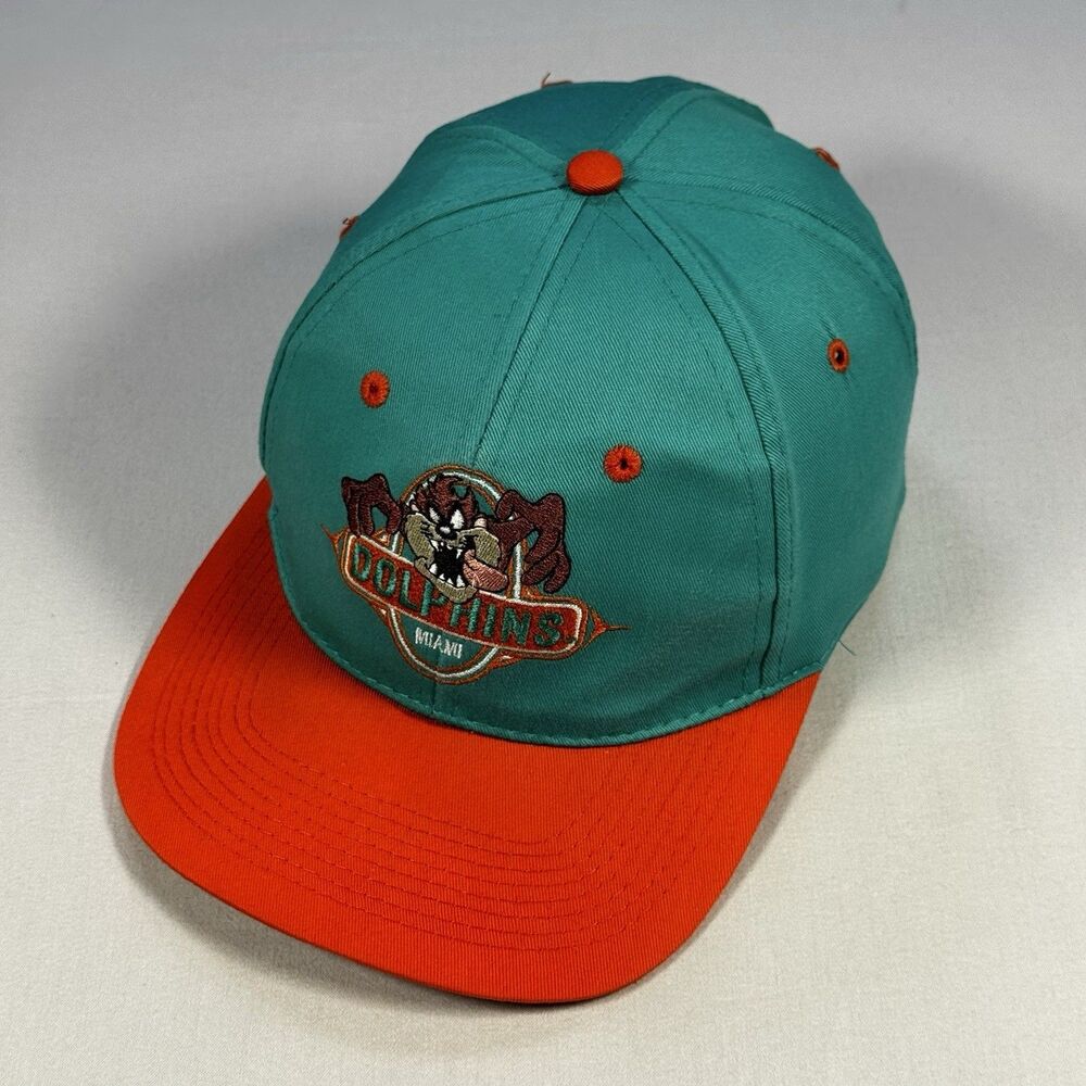 Vintage 90s NFL Miami Dolphins Taz Looney Toon Snapback Hat Drew Pearson Gameday